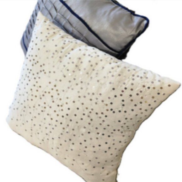 Queen 7 pc Harmony Jacquard Comforter Madison Park Set Navy & Silver - Picture 7 of 13